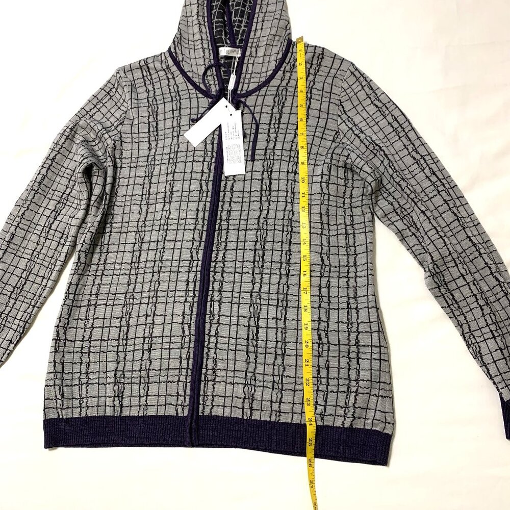 NWT 100% Silk Jacket Hoodie Women Grey Size Large Zip up Long Sleeves - Picture 4 of 11